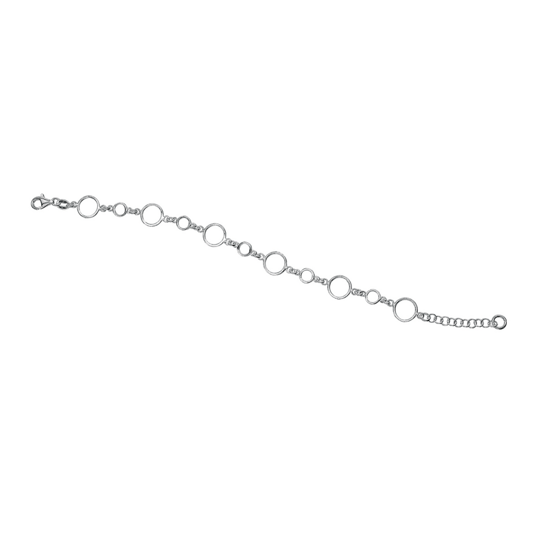 Bracelet with small and large round links in sterling silver (925)