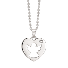 Load image into Gallery viewer, Heart by with angel and synth. zirconia in sterling silver (925)
