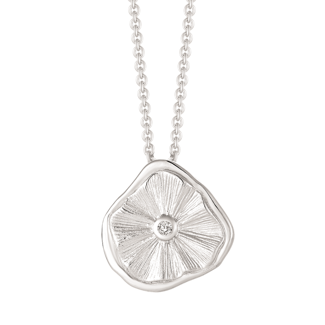 Due to water lily with synth. zirconia in rhod. sterling silver (925)