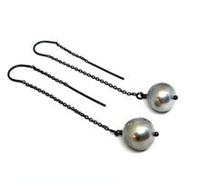 Load image into Gallery viewer, ByKila, Earring wire with 9 mm Tahitian pearls (925)
