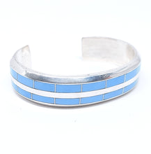 Load image into Gallery viewer, Fixed bangle with turquoise inlay in sterling silver (925)
