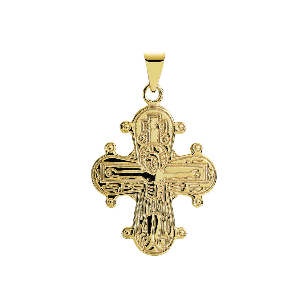 Lund Cph, Daymark cross with Lord's Prayer 20x17 mm pendant in 8 kt. gold (333)