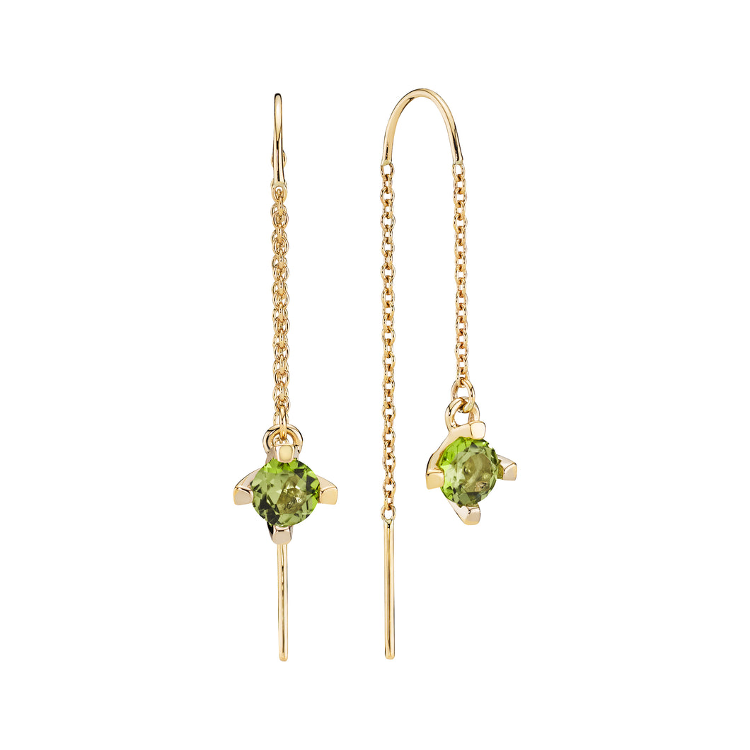 Lund Cph, Wire Earring in 8 kt. gold with green peridot 5mm (333)