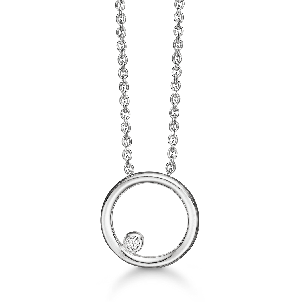 Sterling silver necklace with diamond (925)