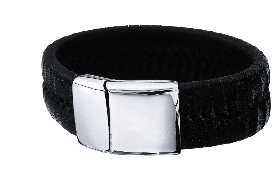 Leather bracelet with steel and magnetic clasp