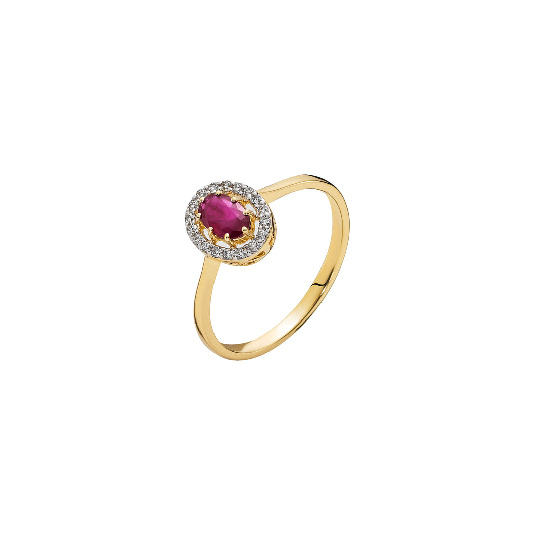 Lund Cph, ring in 14 kt. gold with Ruby and diamonds (585)