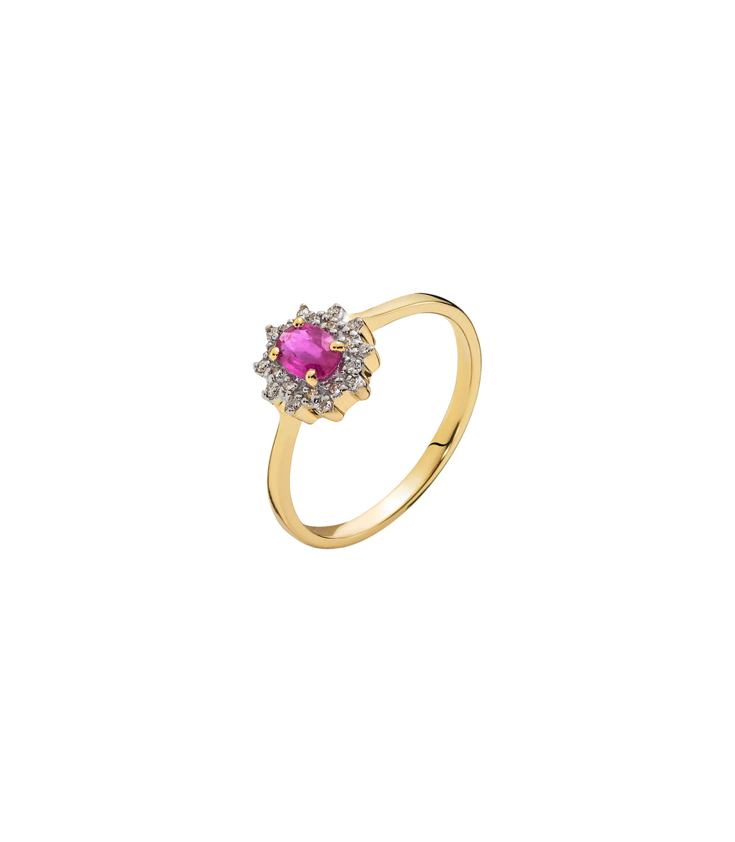 Lund Cph, ring in 14 kt. gold with Ruby and diamonds (585)