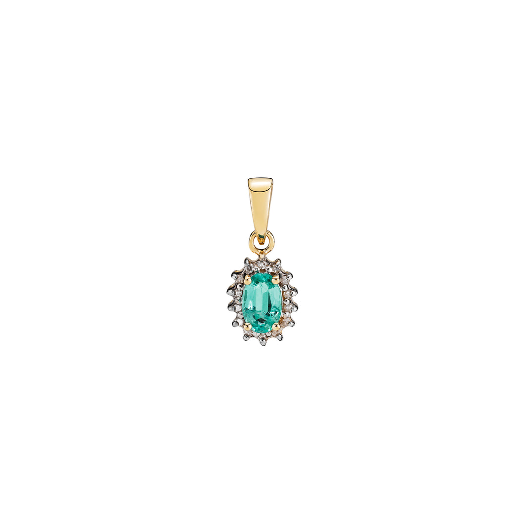 Lund Cph, Pendant with emerald and diamonds (585)