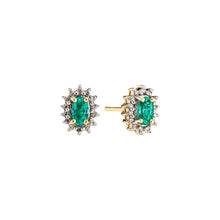 Load image into Gallery viewer, Lund Cph, Earrings in 14 kt. gold with Emerald and diamonds (585)
