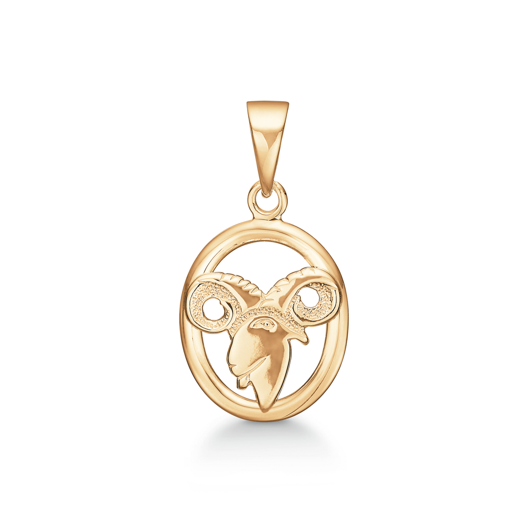 Aries, Zodiac pendant in 13 x 12.5 mm 8 kt. gold (333)