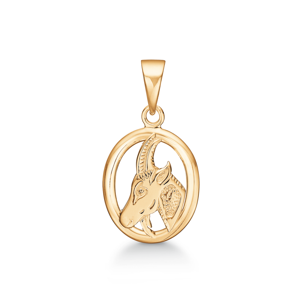Capricorn, Zodiac pendant in 13 x 12.5 mm 8 kt. gold (333)