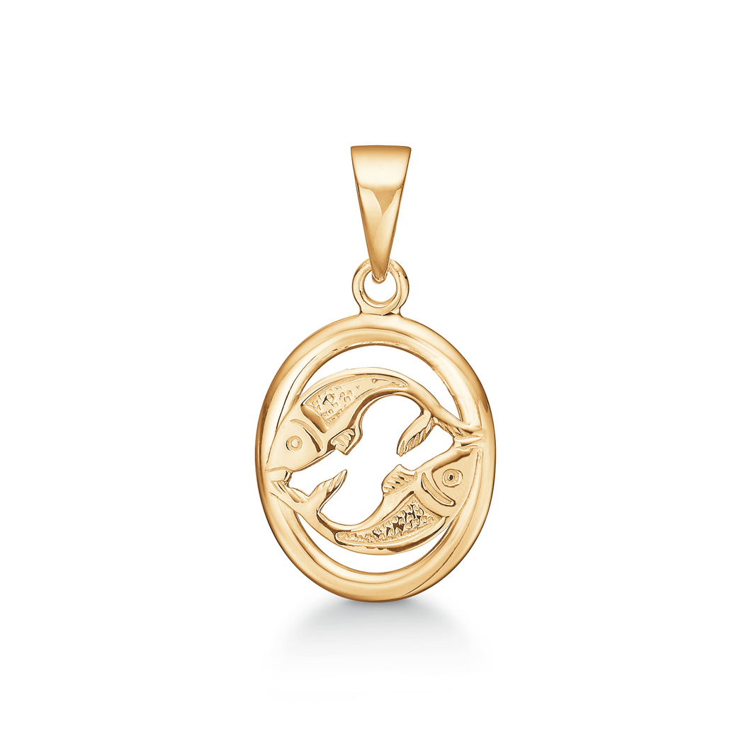 Pisces, Zodiac pendant in 13 x 12.5 mm 8 kt. gold (333)