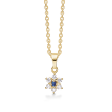 Load image into Gallery viewer, Necklace rose with Sapphire and 6 synthetic cubic zirconia 8 kt. gold (333)
