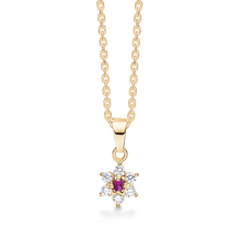 Load image into Gallery viewer, Necklace rose with ruby ​​and 6 synthetic cubic zirconia 8 kt. gold (333)
