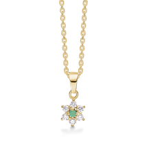 Load image into Gallery viewer, Necklace rose with Emerald and 6 synthetic cubic zirconia 8 kt. gold (333)
