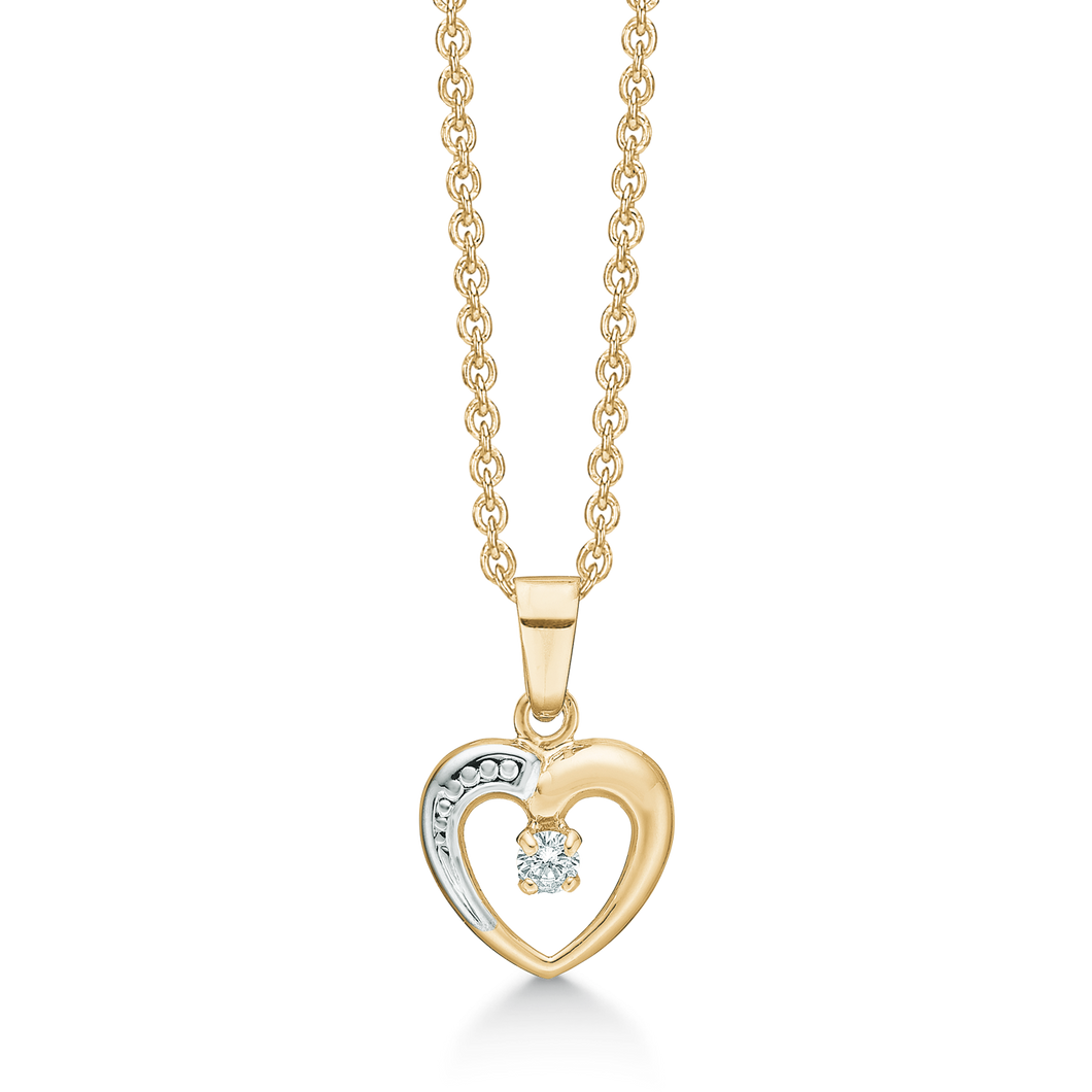 Necklace with heart by with 3 mm zirconia in 8 kt. gold (333)