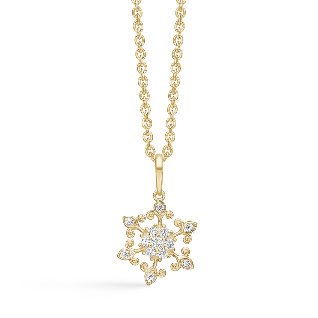 Necklace Snowflake with zirconia in 8 kt. gold (333)