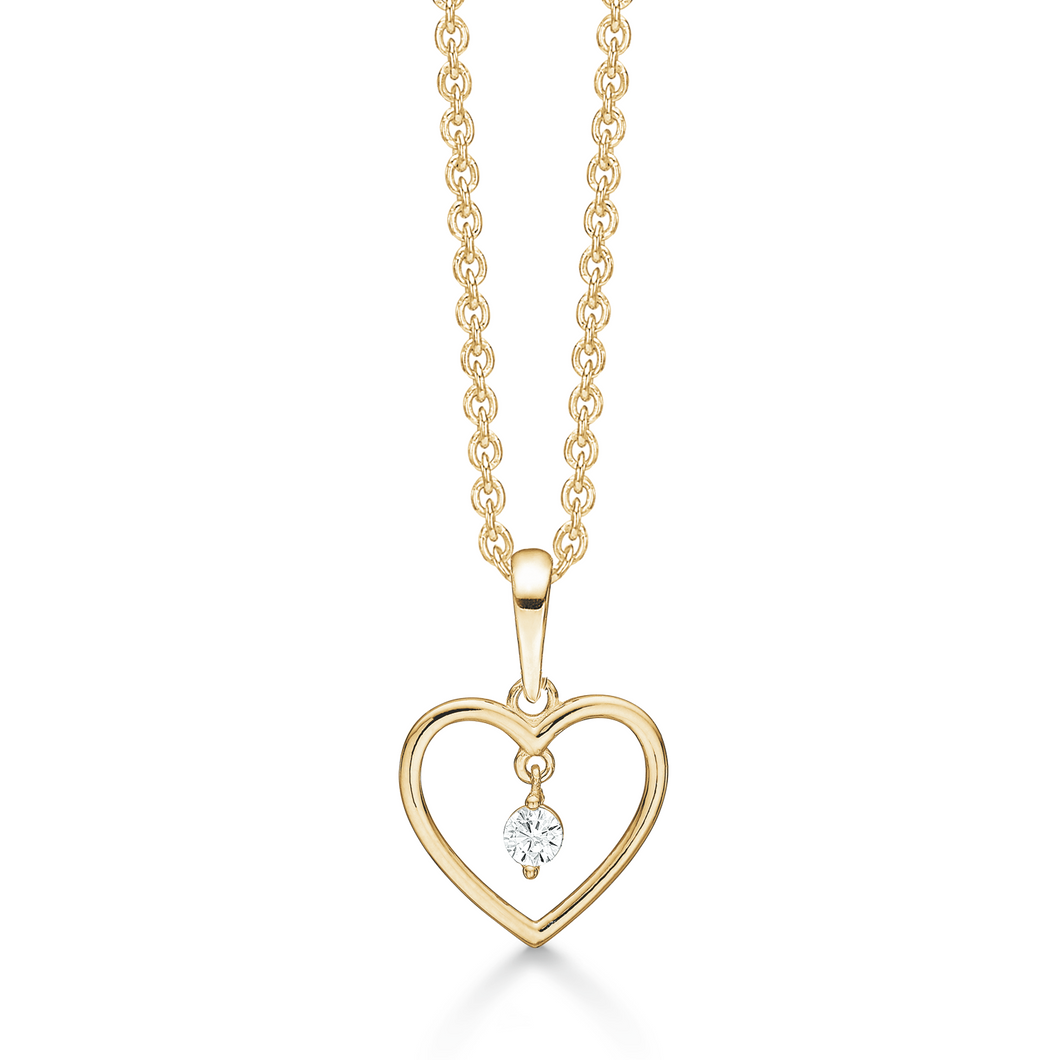 Necklace Heart by with zirconia in 8 kt. gold (333)
