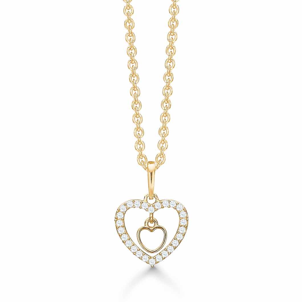 Necklace with heart mother/child with zirconia on the edge (333)