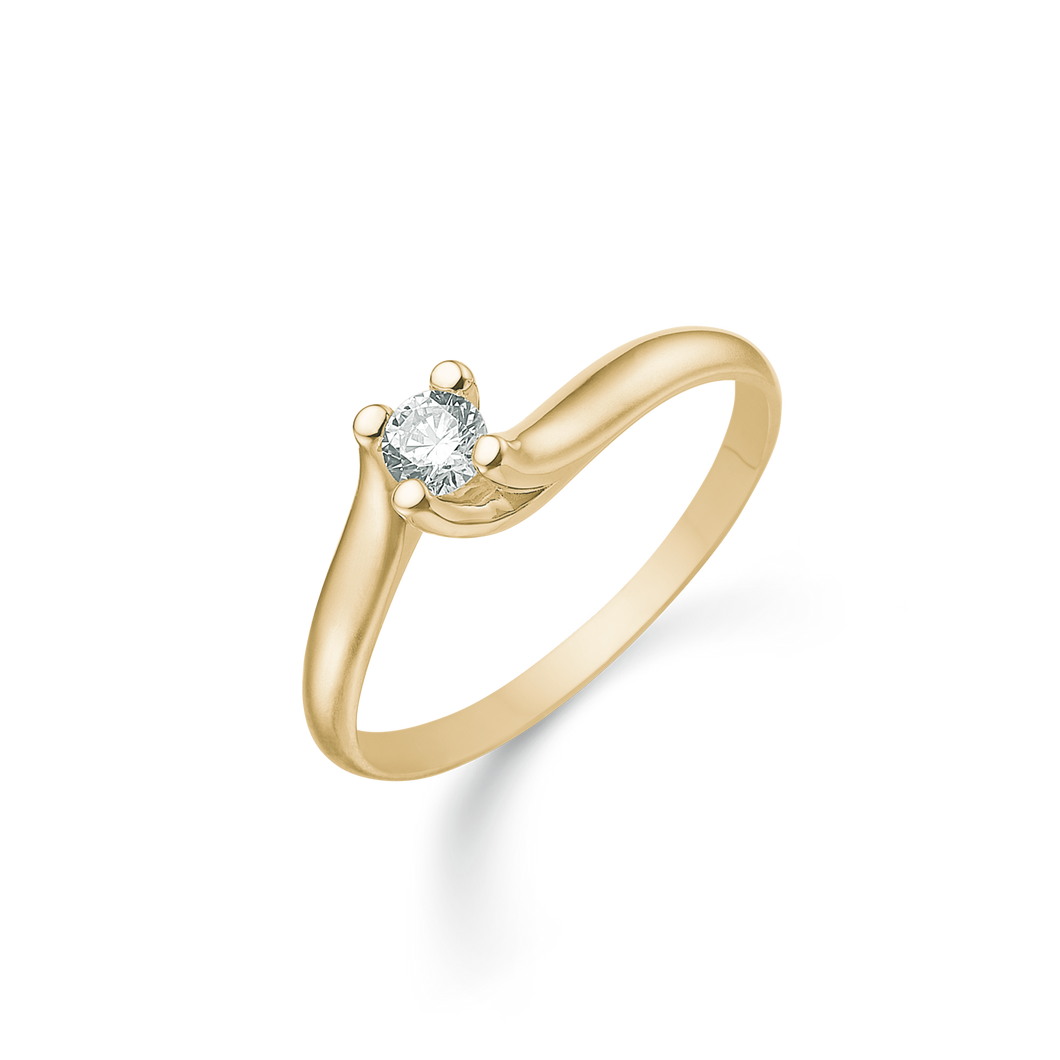Ring with slanted center with synthetic. zirconia (585)