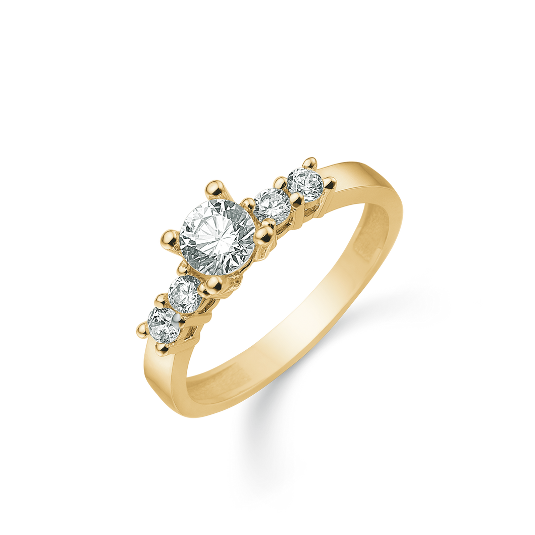Alliance-Solitaire ring with synth. zirconia (585)