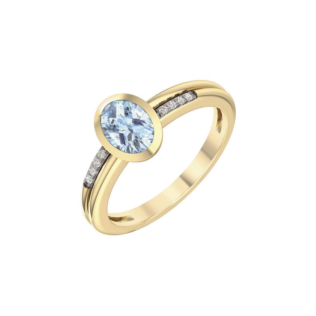 Ring with topaz and diamonds (585)