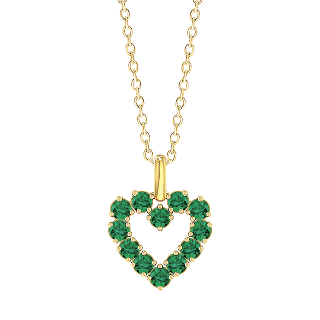 14 kt. guld vedh. hjerte med smaragd i kanten (585)