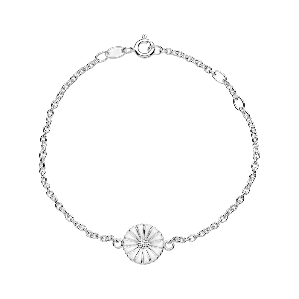 Daisy bracelet 11mm silver white Enamel 16-19 cm (925)