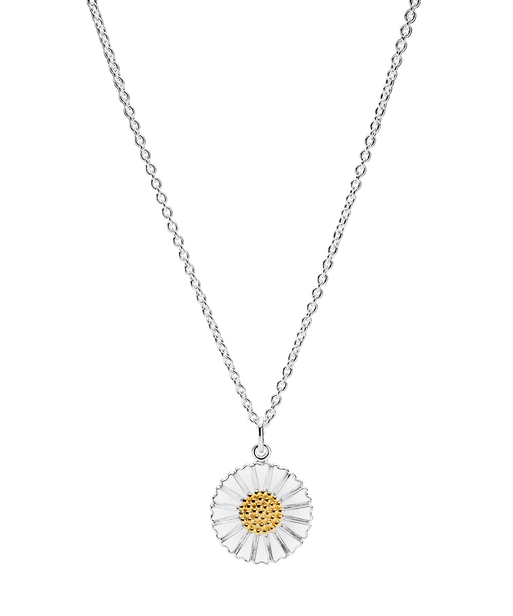 Daisy necklace 18 mm flower on anchor chain 42-45-48 cm (925)