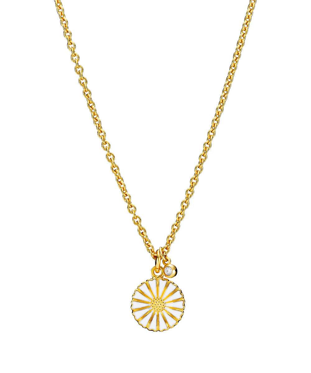 Marguerit Necklace 11 mm with zirconia on anchor chain 45 - 48 cm (925)