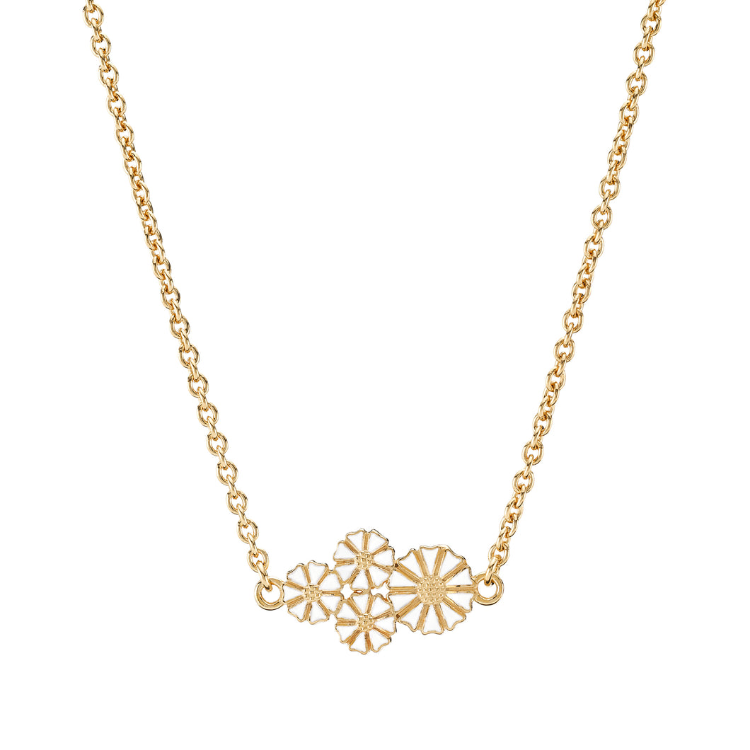 Marguerit Necklace 1X7.5mm & 3X5mm horizontal hanging with anchor chain 45-48 cm (925)