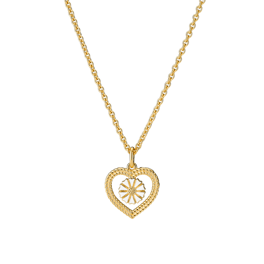 Marguerit Necklace 7.5mm with 15mm twisted heart on anchor chain 45-48cm (925)