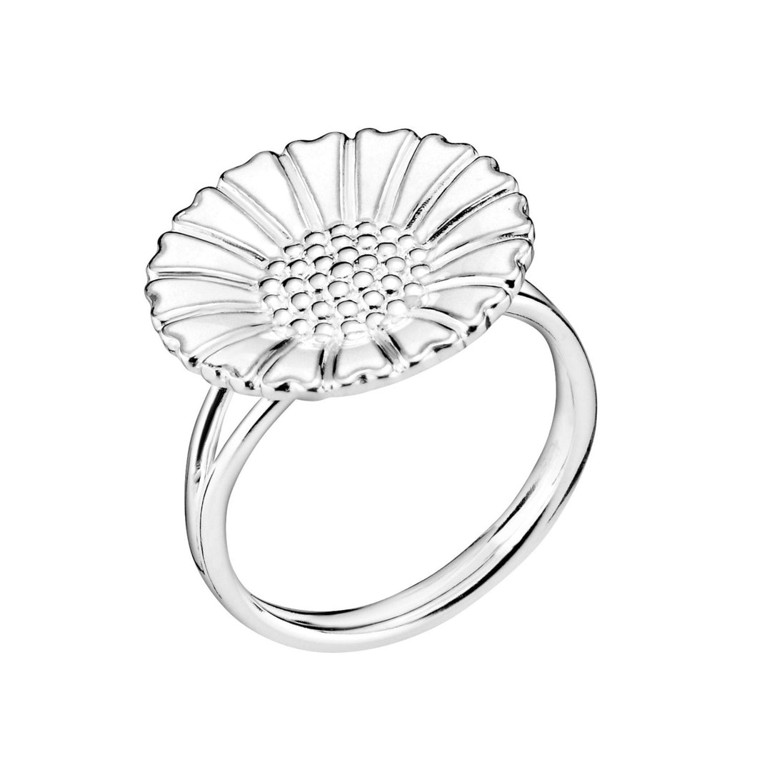Marguerit ring 18mm i sølv og hvid emalje blomst (925)