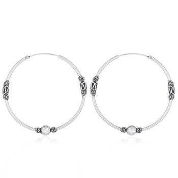 Creoles 40 mm in Bali style in sterling silver (925)