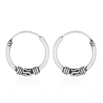 Creoles in 12 mm Bali style in sterling silver (925)