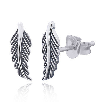 Earrings with feathers in sterling silver (925)