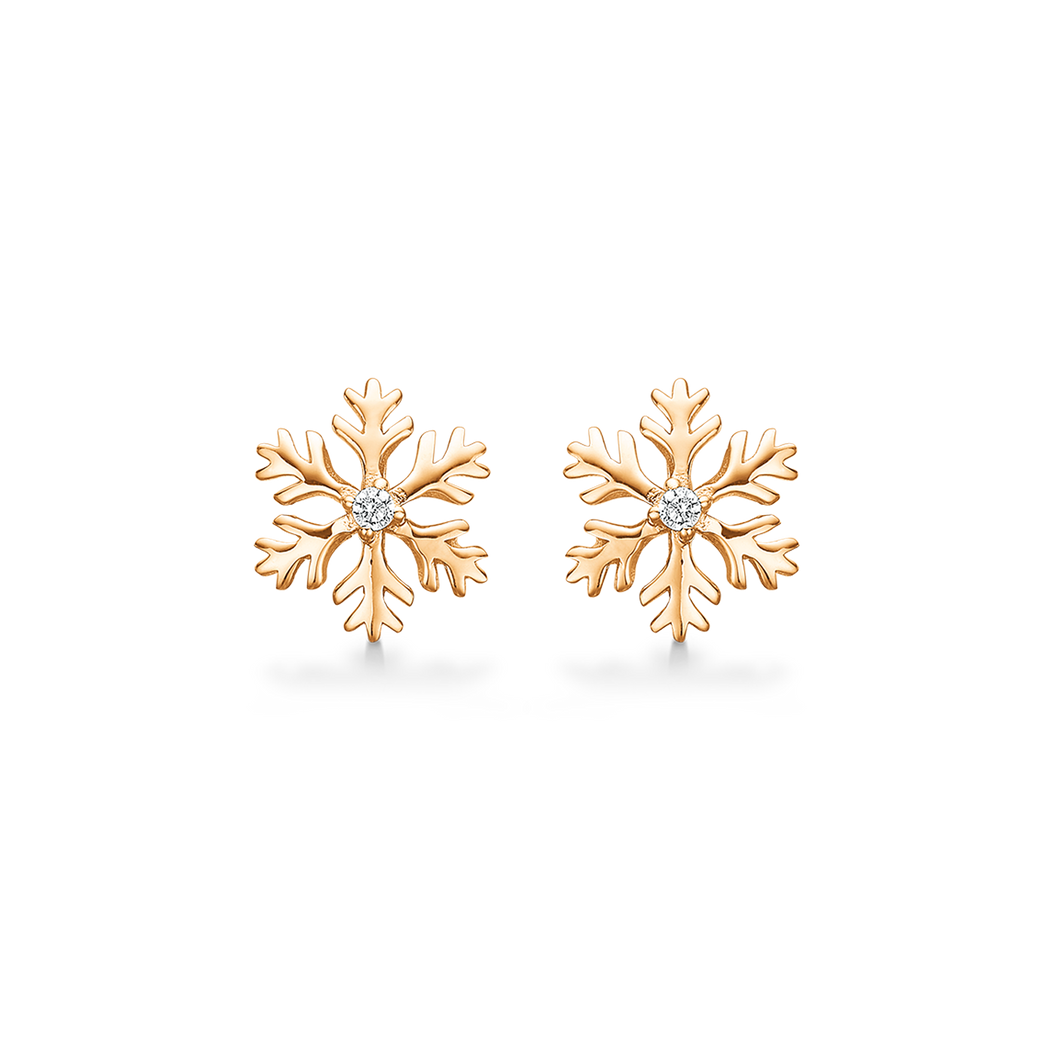 Ørestikker snefnug med syntetiske cubic zirconia i midten (925)