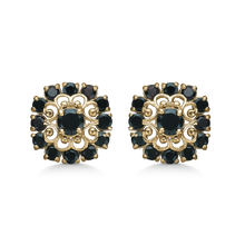 Load image into Gallery viewer, Necklace Silver-gilt square with garnets on the edge and one in the middle. (925)
