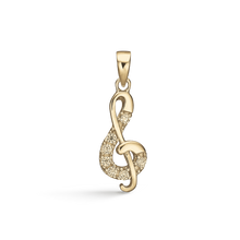 Load image into Gallery viewer, Due to G key with synth. zirconia in gold-plated sterling silver (925)
