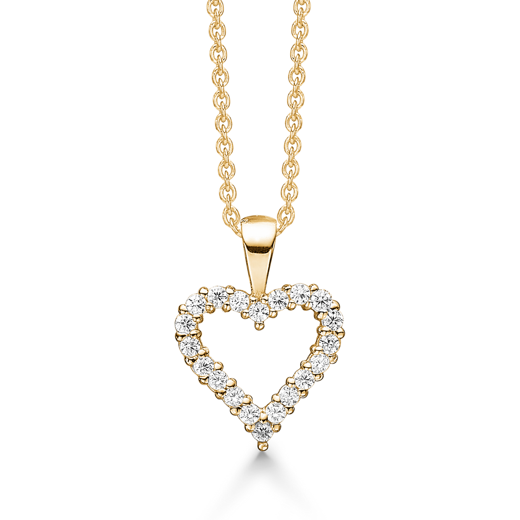Heart by filled with synth. zirconia in sterling silver (925)