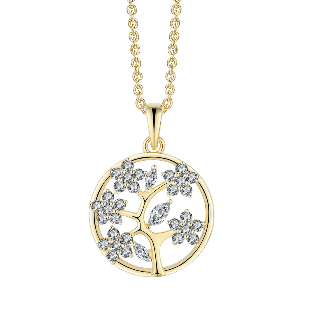 Necklace with the tree of life with synth. zirconia in sterling silver (925)