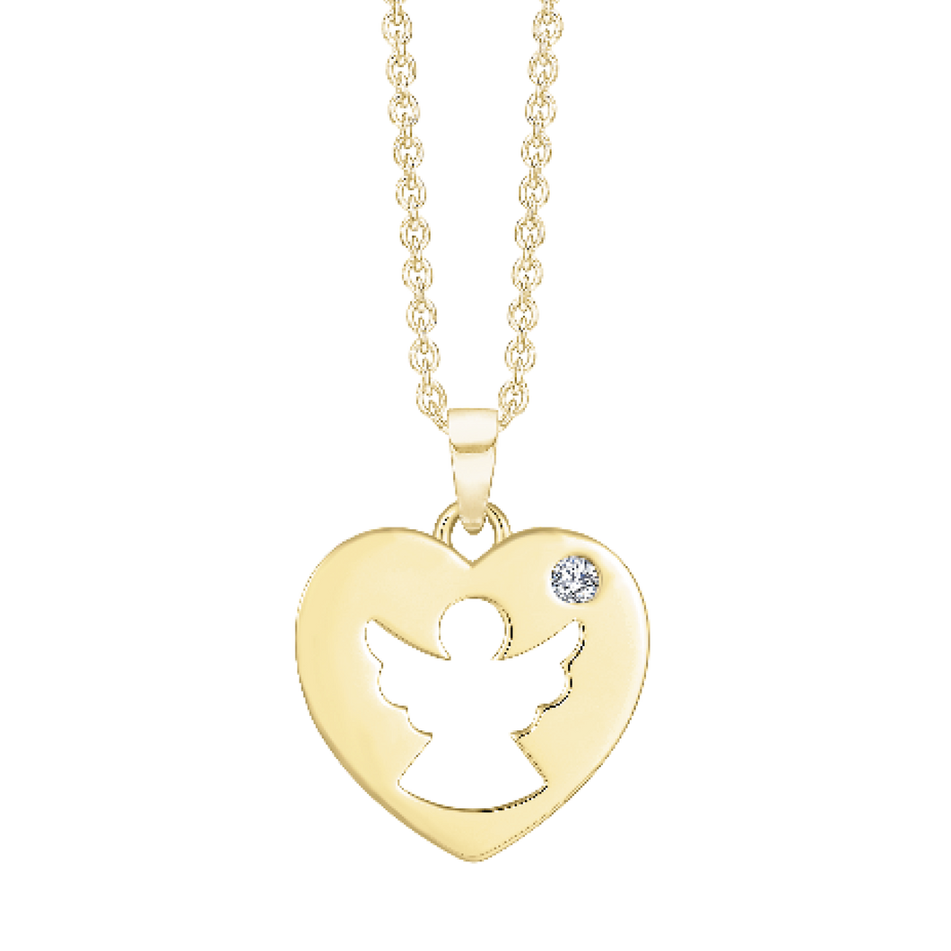 Heart by with angel and synth. zirconia in sterling silver (925)