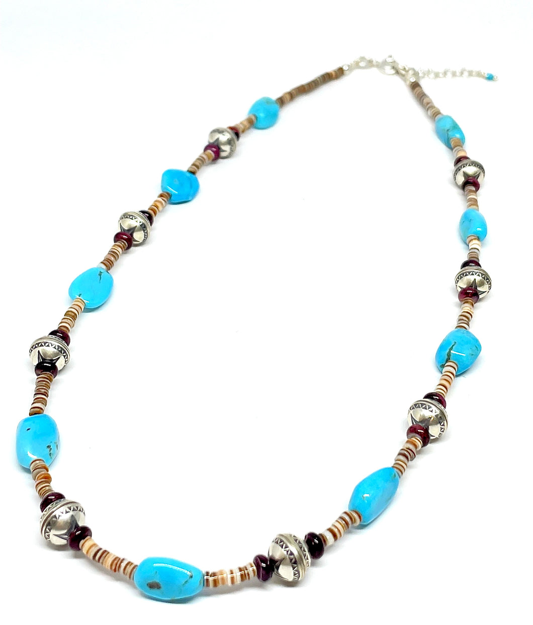 ByKila, Necklace with Kingman turquoise and Spiny oyster (925)