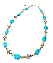 Load image into Gallery viewer, ByKila, Necklace with Kingman turquoise and sterling silver clasp (925)

