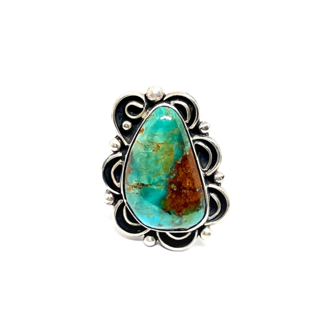 Navajo ring with turquoise 29x18.2 mm in sterling silver (925)