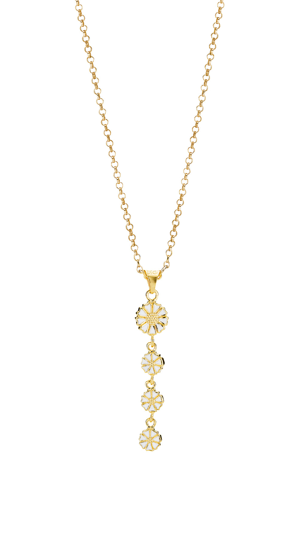 Marguerit Necklace 1X7.5mm & 3X5mm vertical hanging with anchor chain 45 cm (925)