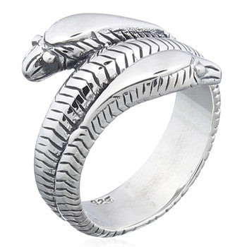 Double headed snake ring in sterling silver (925)