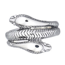 Load image into Gallery viewer, Double headed snake ring in sterling silver (925)
