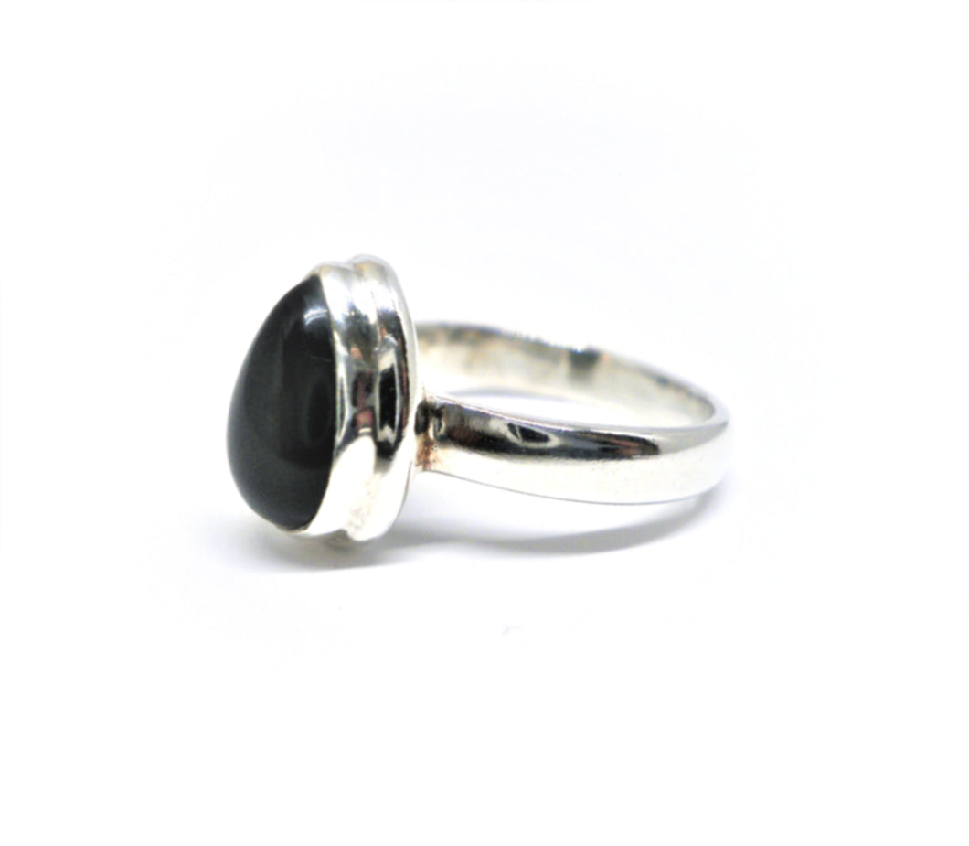 Ring drop-shaped black onyx in sterling silver (925)