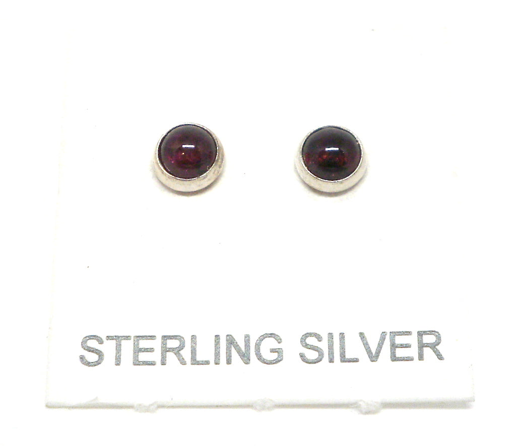 Stud earrings 4 mm with gemstones in sterling silver (925)